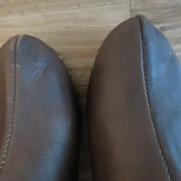 BOSABO Brown Leather Studded Clog Booties Boots Grandma Boho - Size US 6