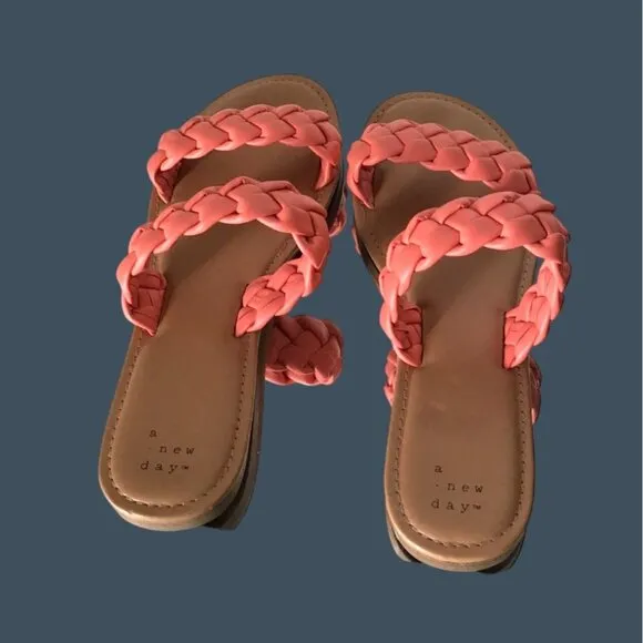 Braided Coral Sandals By A New Day - Womens Size 8.5