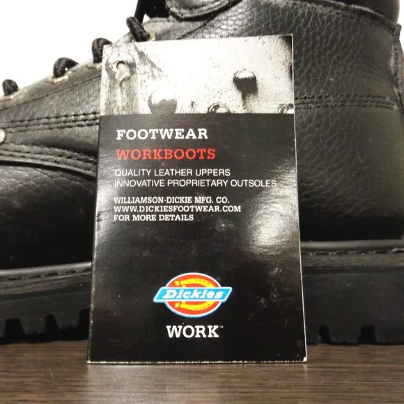 Brand New Dickies Raider Leather Work Boots, Mens:8. Black. No Box. DW7015 F55