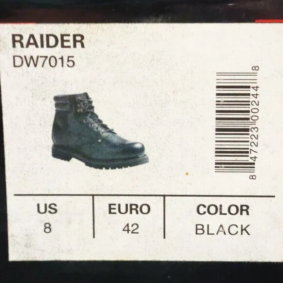 Brand New Dickies Raider Leather Work Boots, Mens:8. Black. No Box. DW7015 F55