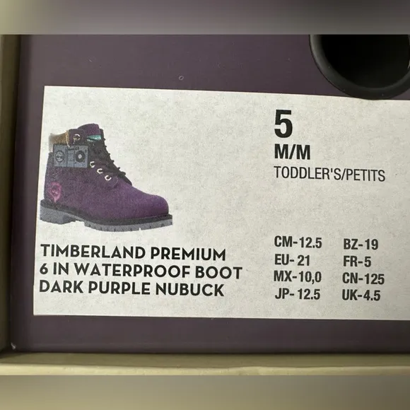 BRAND NEW! Toddler Purple &amp; Gold Timberland Boots - Sz. 5