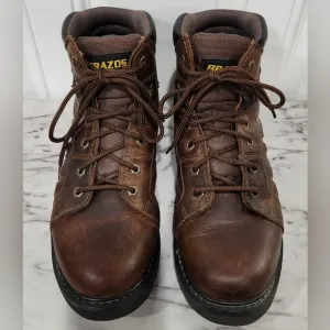 Brazos men's brown leather work boots size 10D