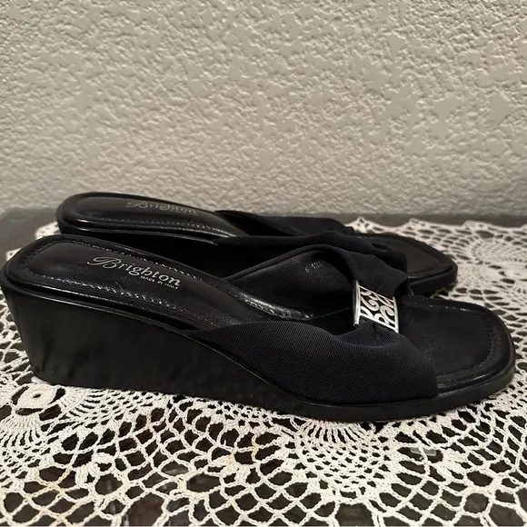 Brighton Black Isabel Wedge Mule Sandals