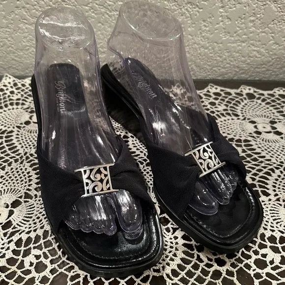 Brighton Black Isabel Wedge Mule Sandals