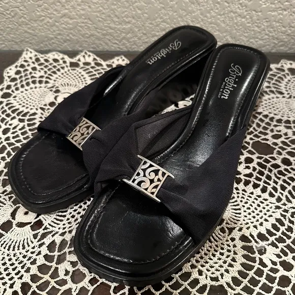 Brighton Black Isabel Wedge Mule Sandals