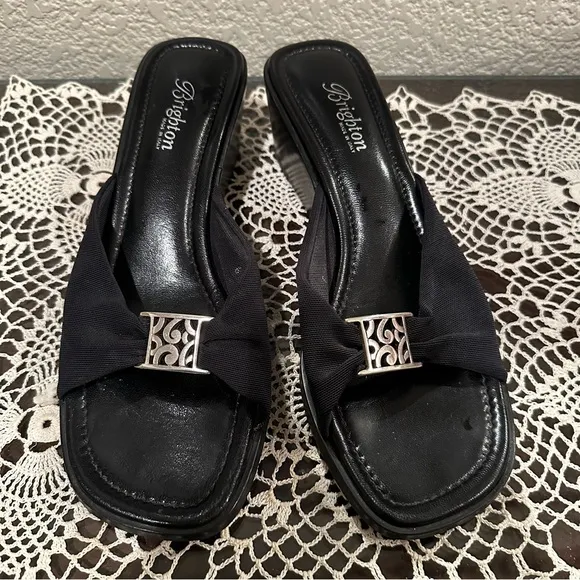 Brighton Black Isabel Wedge Mule Sandals