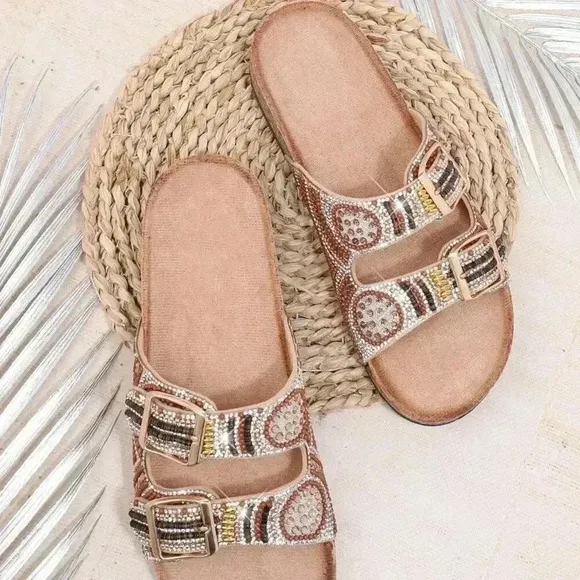 Brown Boho Women's Flat Sandals