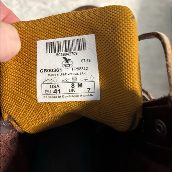 Brown Leather Georgia Boot Wedge Work Boots Leather Laces - Size 8