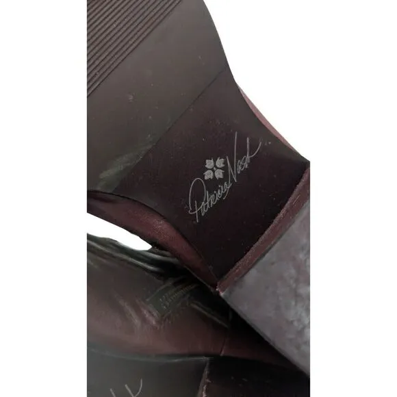 Brown Patricia Nash Sicily Leather Heeled Boot Side Zip 10M/40