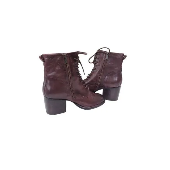 Brown Patricia Nash Sicily Leather Heeled Boot Side Zip 10M/40