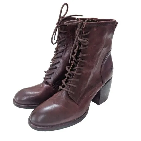 Brown Patricia Nash Sicily Leather Heeled Boot Side Zip 10M/40
