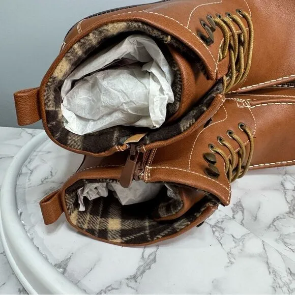 Bruno Marc Men's  Ankle Boots Faux Fur Lining Motorcycle  Size 13 NEW # Box K111