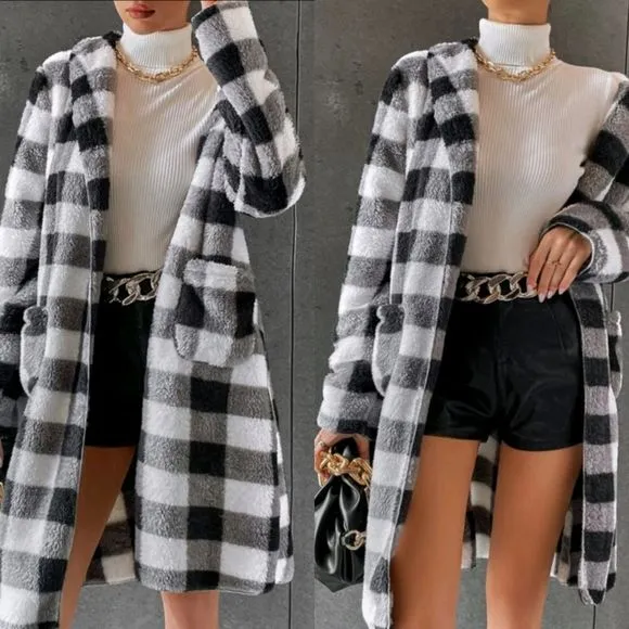 Buffalo Plaid Fleece Coat