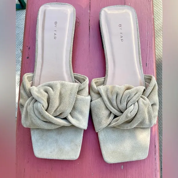 By Far Suede Knot Flat Sandals