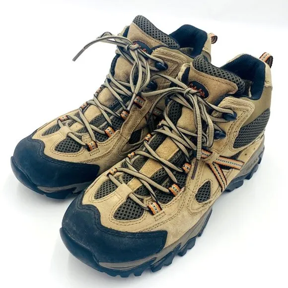 Cabela's Tan/Black Lace-Up Leather Hiking Boots 81-8575 Dry Plus Men's Size 9M