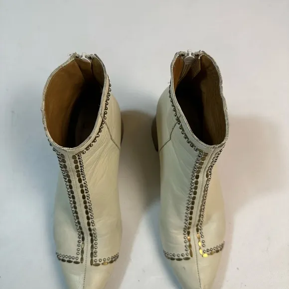 CALLEEN CORDERO Los Angeles $595 white Leather Ankle Boots Heeled Booties 6.5