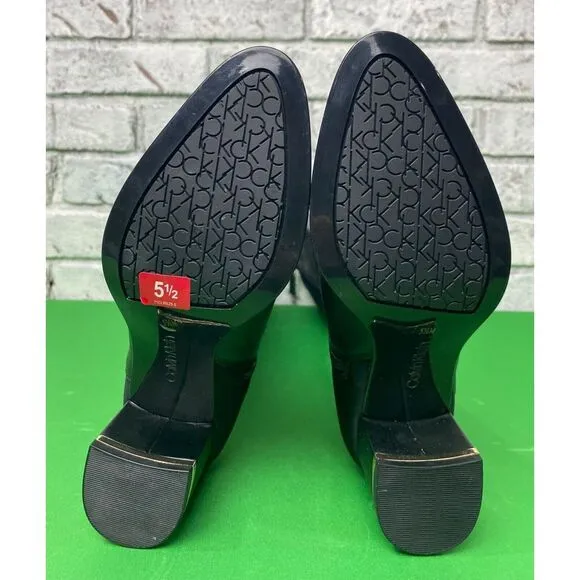 Calvin Klein Women's Freeda Cow Silk Neoprene Boots Black‎ Size Woman's Size 5.5