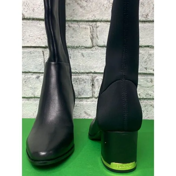 Calvin Klein Women's Freeda Cow Silk Neoprene Boots Black‎ Size Woman's Size 5.5