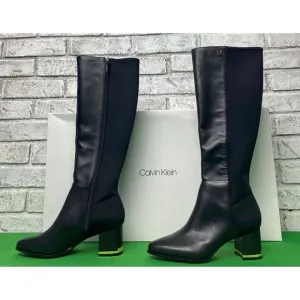 Calvin Klein Women's Freeda Cow Silk Neoprene Boots Black‎ Size Woman's Size 5.5