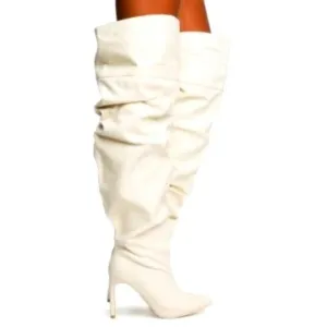 Cape Robbin Size 7.5 NIB Kitana-2 Canvas Thigh High Stiletto Boots