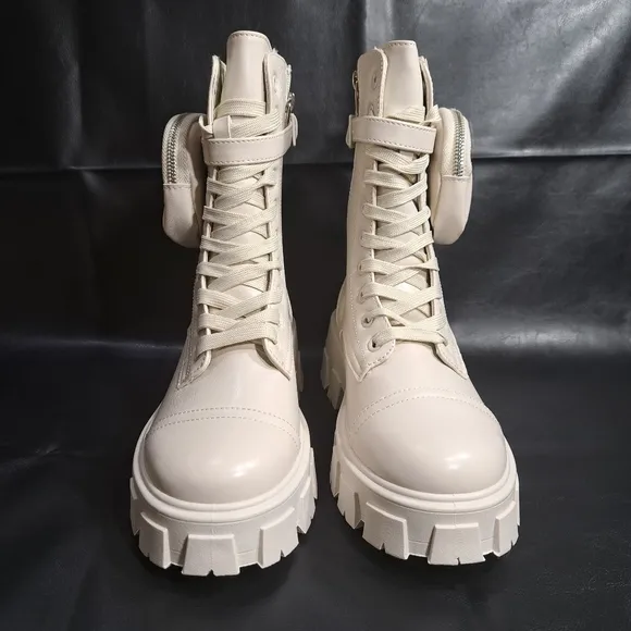Cape Robbin Women's Beige Monalisa  Combat Boots Chunky Platform Size‎ 9