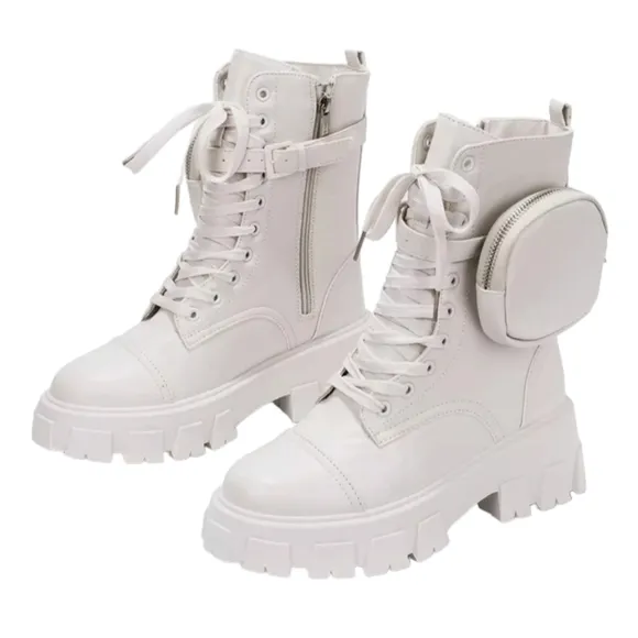 Cape Robbin Women's Beige Monalisa  Combat Boots Chunky Platform Size‎ 9