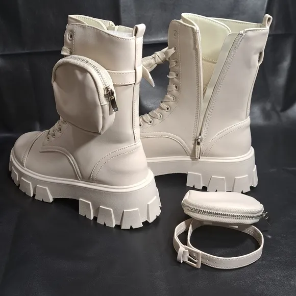 Cape Robbin Women's Beige Monalisa  Combat Boots Chunky Platform Size‎ 9