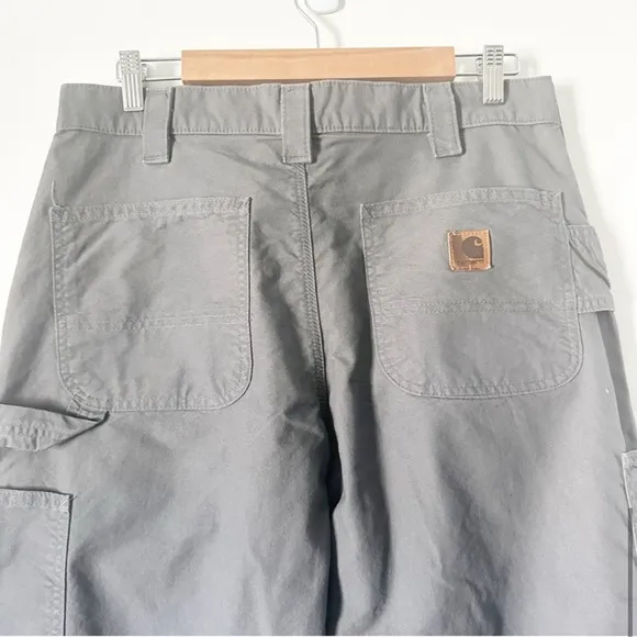 Carhartt Canvas Work Dungarees Loose Fit Pants B151 FAT Fatigue Gray 33 x 30