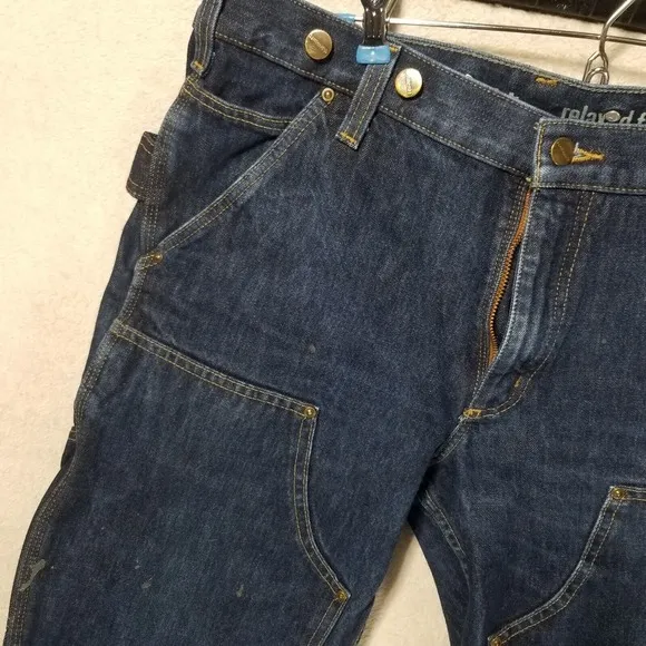 Carhartt Double‎ Knee Denim Relax Stretch Jeans 34x32 Made In Mexico 103890 L10