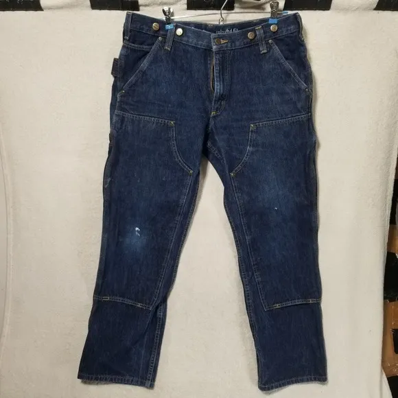 Carhartt Double‎ Knee Denim Relax Stretch Jeans 34x32 Made In Mexico 103890 L10