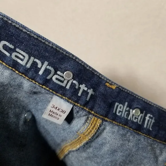 Carhartt Double‎ Knee Denim Relax Stretch Jeans 34x32 Made In Mexico 103890 L10