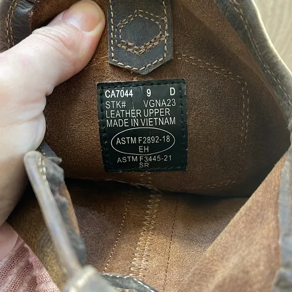 CAROLINA CA7044 Brown Skull Embroidered Leather Work Boots Size 9