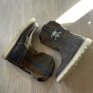 CAROLINA CA7044 Brown Skull Embroidered Leather Work Boots Size 9