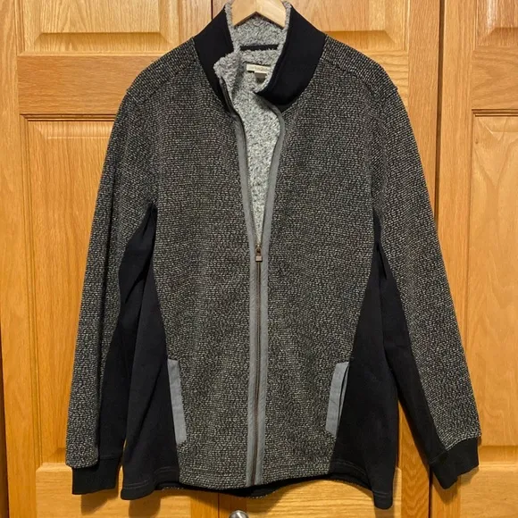 Carom2cobalt full zip jacket sweatshirt Stylish Black and Gray Jacket med tall