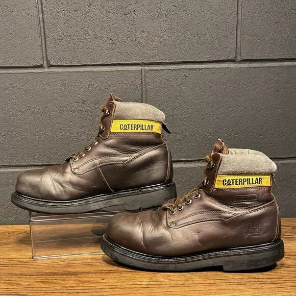 CAT Alaska 1.0 Brown Leather Steel Toe Work Boots Men’s 9
