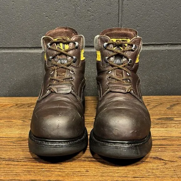 CAT Alaska 1.0 Brown Leather Steel Toe Work Boots Men’s 9