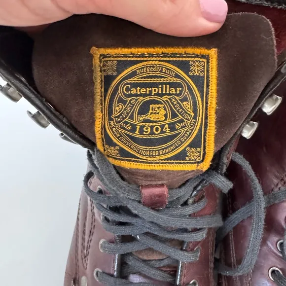 Caterpillar CAT Orson P716725 Leather Combat Boots 10 Distressed Oxblood Work