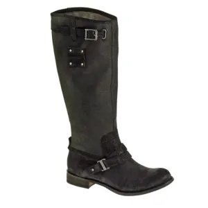Caterpillar Knee High Black Leather Motorcycle Pull On Grunge Boots  Size 8.5