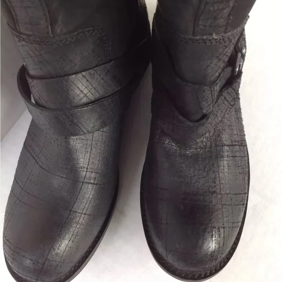 Caterpillar Knee High Black Leather Motorcycle Pull On Grunge Boots  Size 8.5