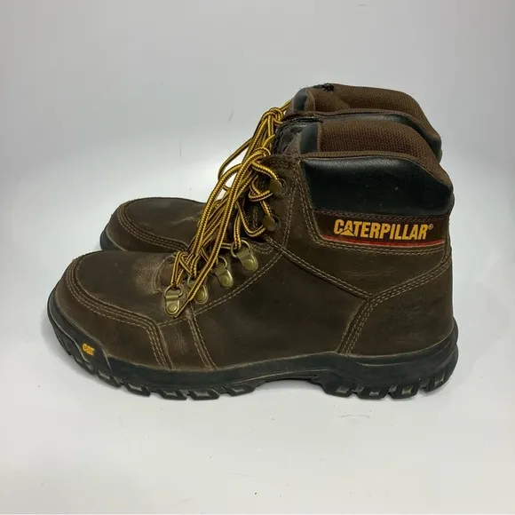 Caterpillar steel toe work boots leather lace up boots size 10 wide width