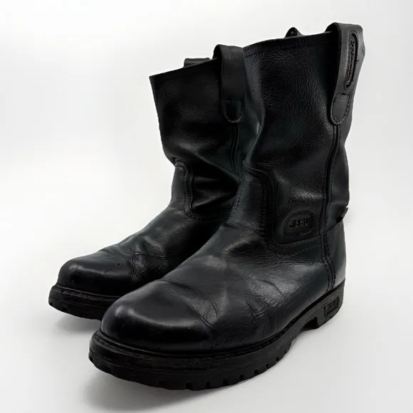 CEBU TRACTOR LIGHT WORK BOOTS Soft Toe Men 8.5 Leather Black Pull On Comfort