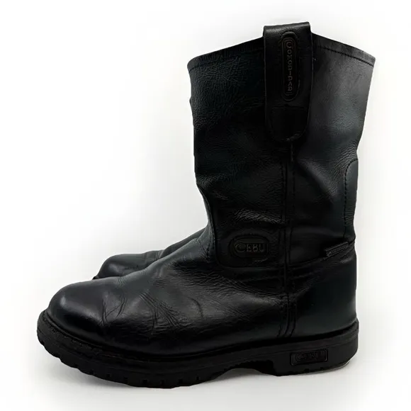 CEBU TRACTOR LIGHT WORK BOOTS Soft Toe Men 8.5 Leather Black Pull On Comfort
