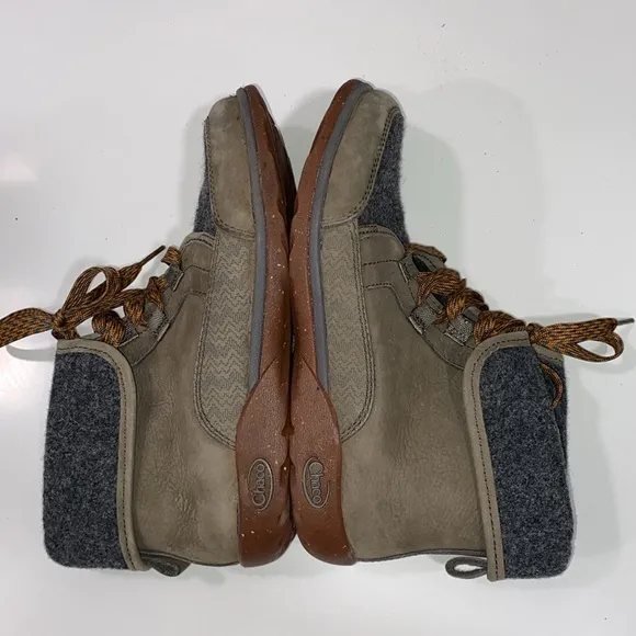 Chaco Women’s Nickel Gray Waterproof Leather Barbary Lace Up Ankle Boots Size 7.