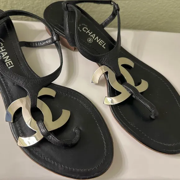 Chanel Large CC logo Thong Sandals Shoes~37