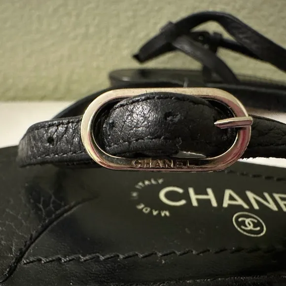 Chanel Large CC logo Thong Sandals Shoes~37