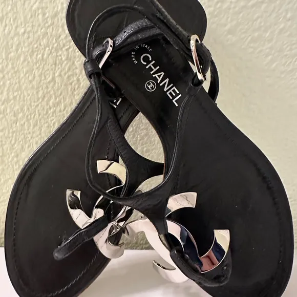 Chanel Large CC logo Thong Sandals Shoes~37