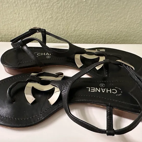 Chanel Large CC logo Thong Sandals Shoes~37