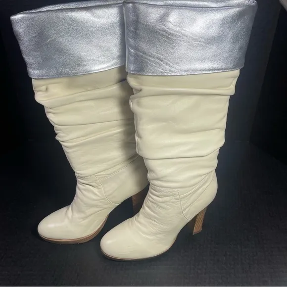 Charles David Elixir Cream and Silver Leather boots 5.5M