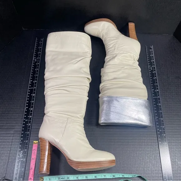 Charles David Elixir Cream and Silver Leather boots 5.5M