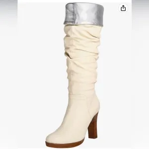 Charles David Elixir Cream and Silver Leather boots 5.5M